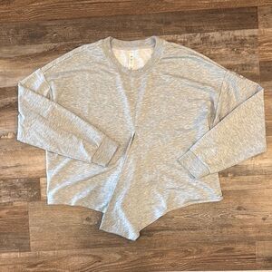 ALO Heather Gray Long Sleeve convertible tie thin soft crewneck (SZ:LG)